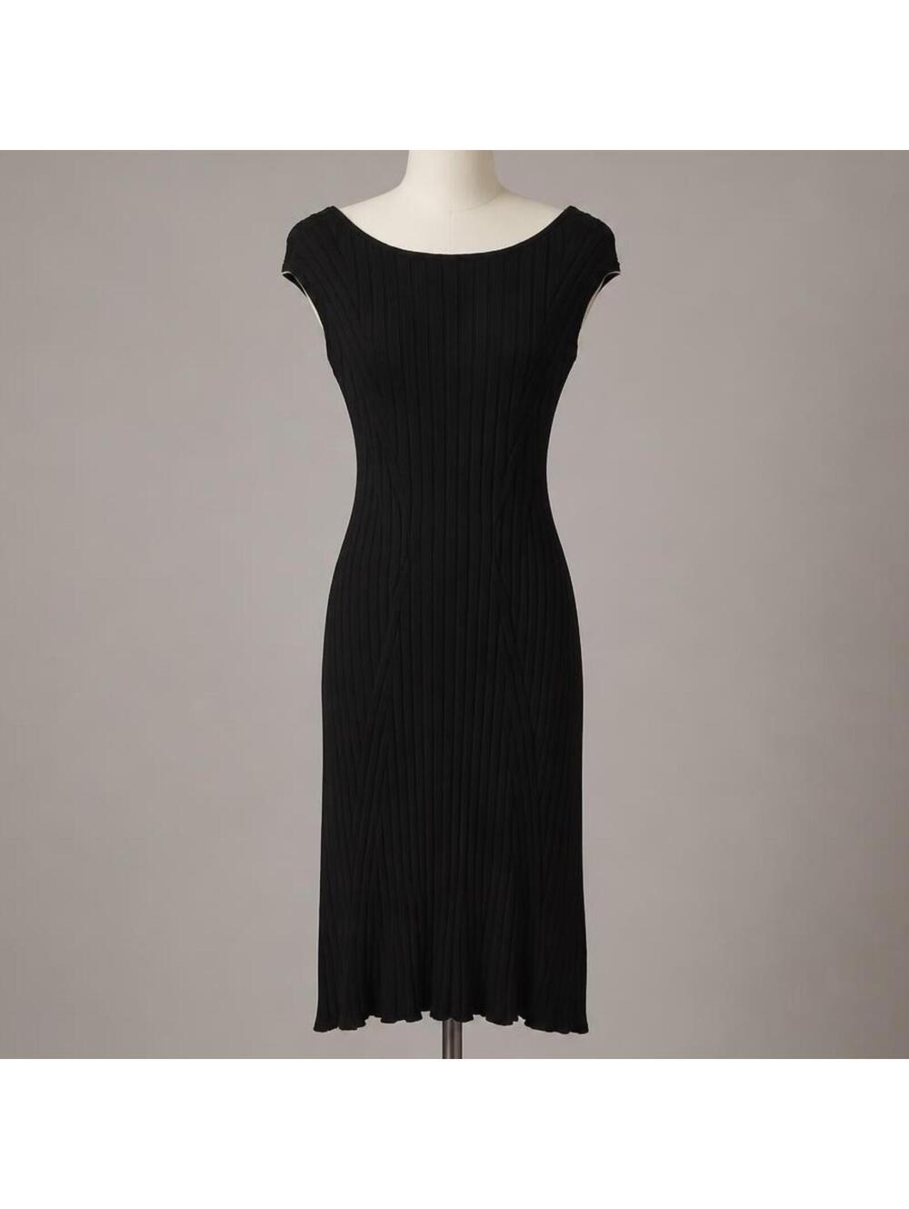 White House Black Market Black Ribbed Knit Dress Size L